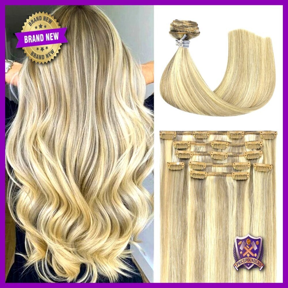 Real Human Hair Extensions Clip In Straight Silky 15 Inch 70g 7pcs